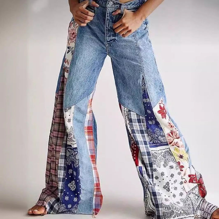 Women’s Retro High-Waist Wide-Leg Denim Jeans