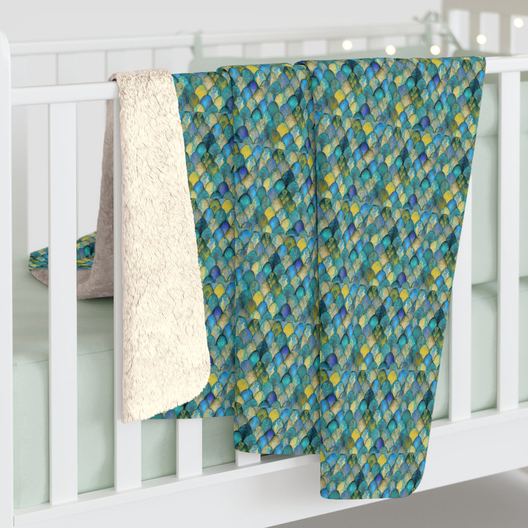 Mermaid Scale Sherpa Fleece Blanket – Cozy Soft Throw for Home & Holiday Gifts