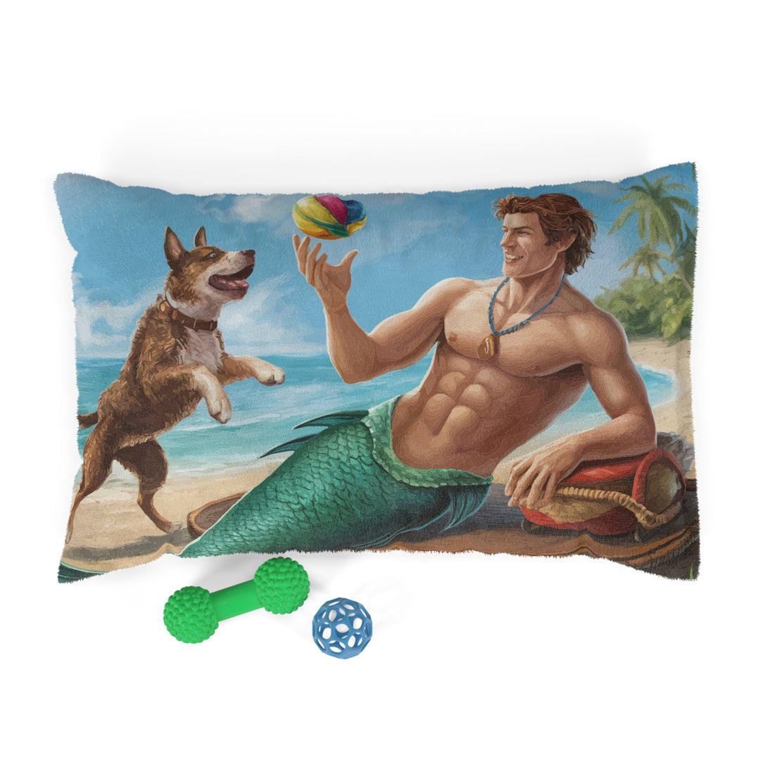 Merman Playing Ball With His Dog Pet Bed