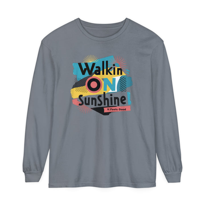 Unisex Garment-dyed Long Sleeve T-Shirt - Walking On Sunshine