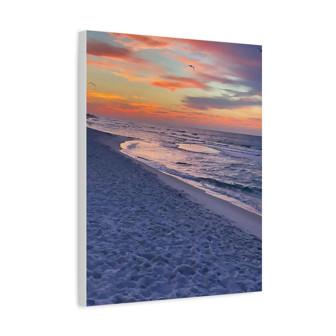 Sunset Beach Matte Stretched Canvas Print