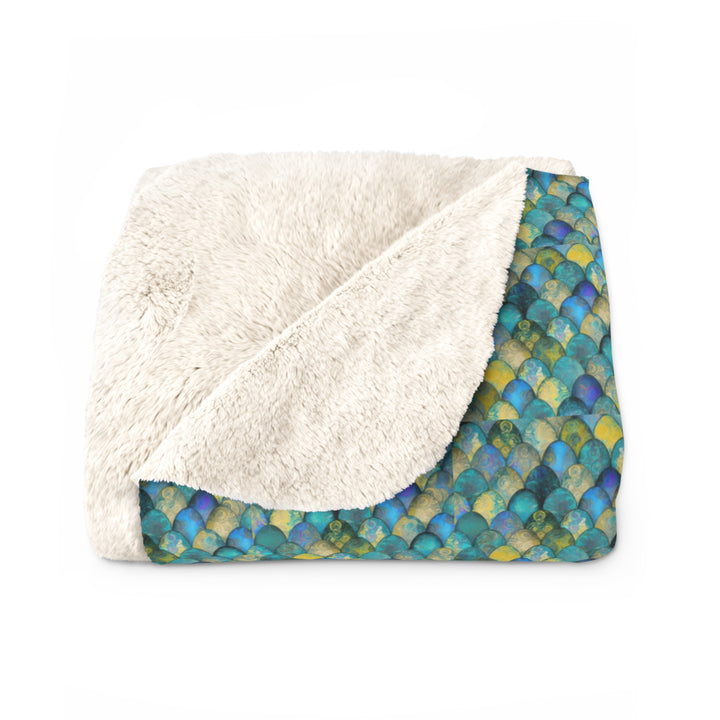 Mermaid Scale Sherpa Fleece Blanket – Cozy Soft Throw for Home & Holiday Gifts