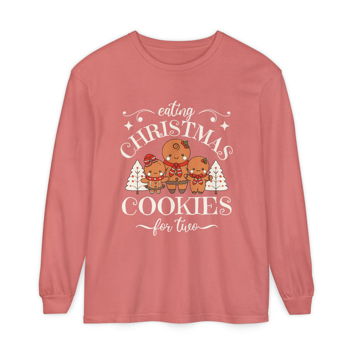 Unisex Garment-dyed Long Sleeve T-Shirt - Eating Christmas Cookies For Two