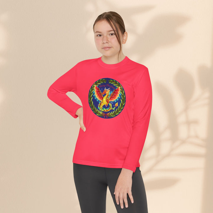 Youth Long Sleeve Competitor Tee - Christmas Dragon