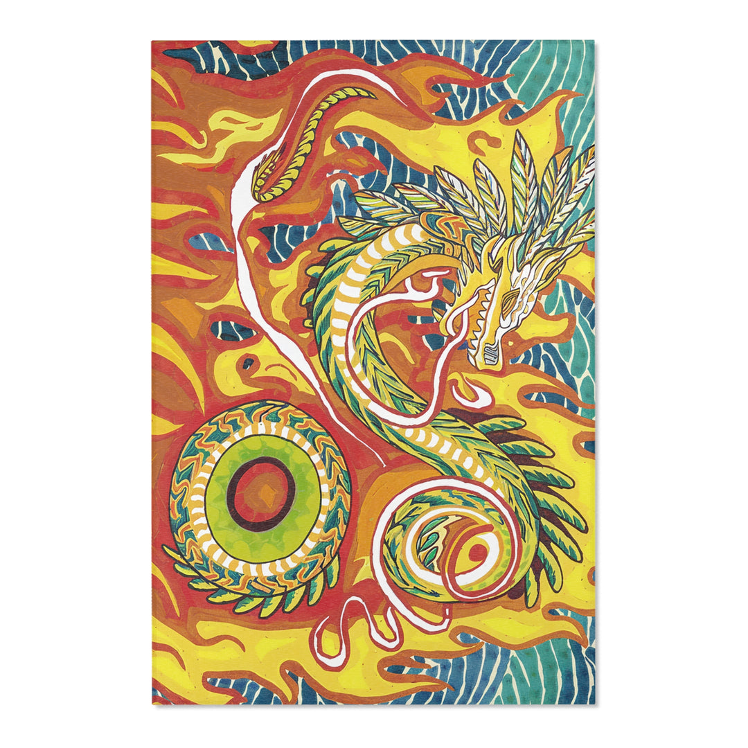 Vibrant Gold Dragon Area Rug