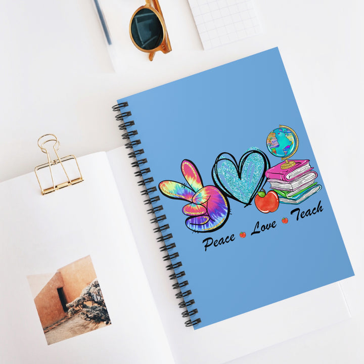 Spiral Notebook - Ruled Line - Peace Love Teach