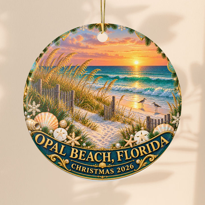 Opal Beach Florida Christmas 2026 Ceramic Sunset Ornament