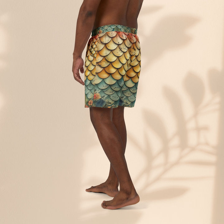 Vintage Floral Mer Scales Unisex Swim Shorts - Vibrant Beachwear for Summer Fun