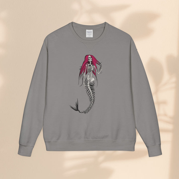 Crewneck Sweatshirt — Gothic Mermaid Skeleton Graphic