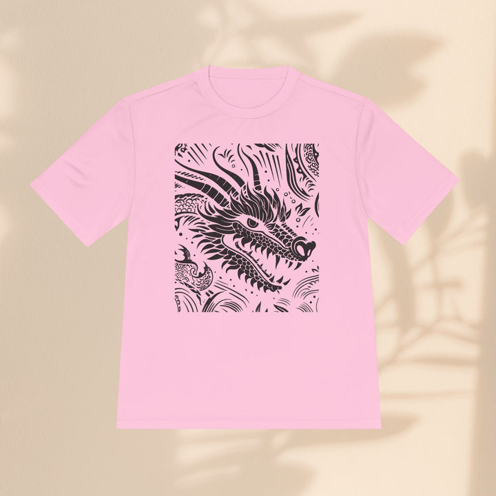 Unisex Moisture Wicking Tee - Dragon Black and White