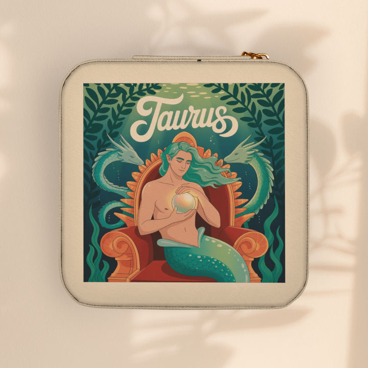 Taurus Zodiac Jewelry Travel Case – Compact Astrological Ring & Earring Organizer