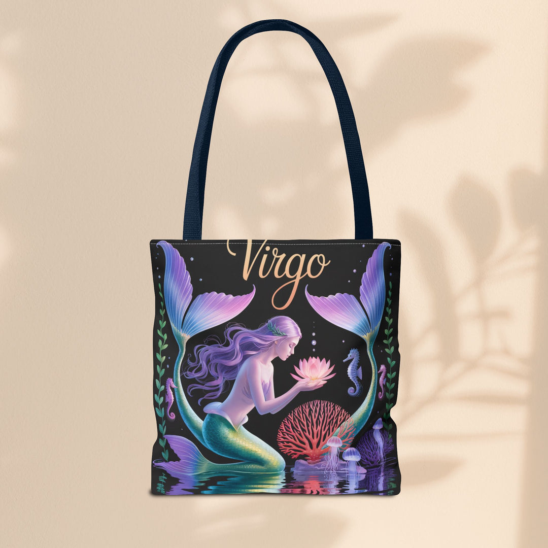 Virgo Mermaid Tote Bag, Virgo Gift, Zodiac Bag, Sea Creature Style, Ocean Lover Accessory, Birthday Present