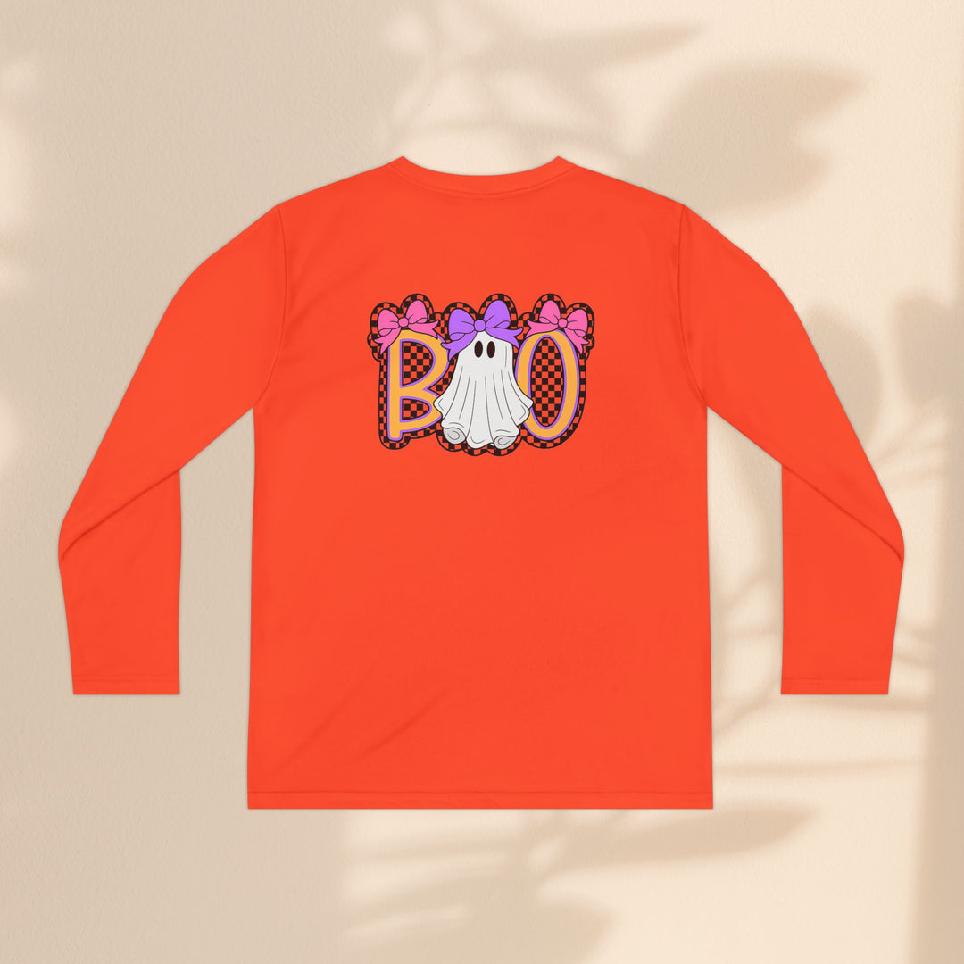 Youth Ghost Boo Tee – Kids Halloween Long Sleeve Shirt for Trick-or-Treating & Fall Parties