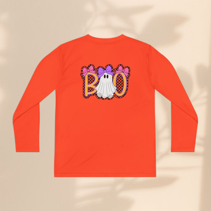 Youth Ghost Boo Tee – Kids Halloween Long Sleeve Shirt for Trick-or-Treating & Fall Parties