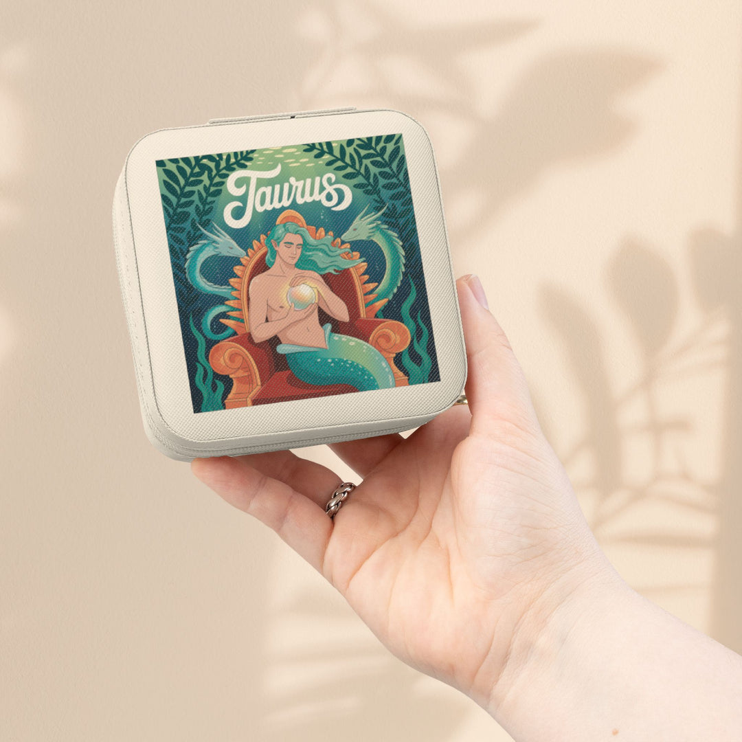 Taurus Zodiac Jewelry Travel Case – Compact Astrological Ring & Earring Organizer