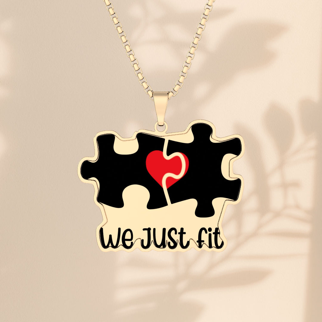 Puzzle Piece Photo Pendant — "We Just Fit" Custom Cut