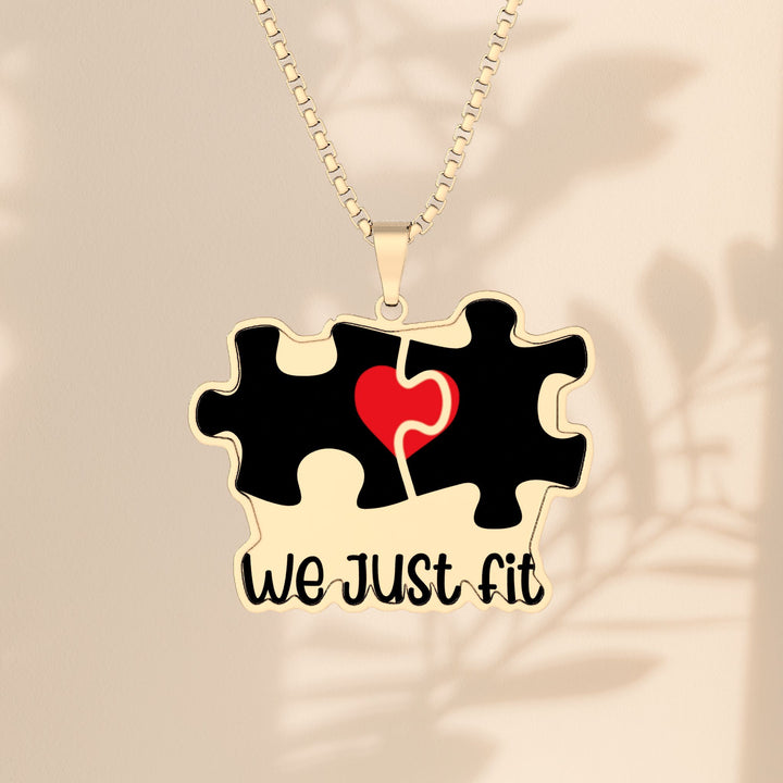Puzzle Piece Photo Pendant — "We Just Fit" Custom Cut