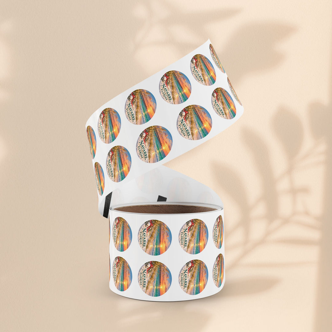 Navarre Florida Round Sticker Rolls – Waterproof Beach Sunset Labels