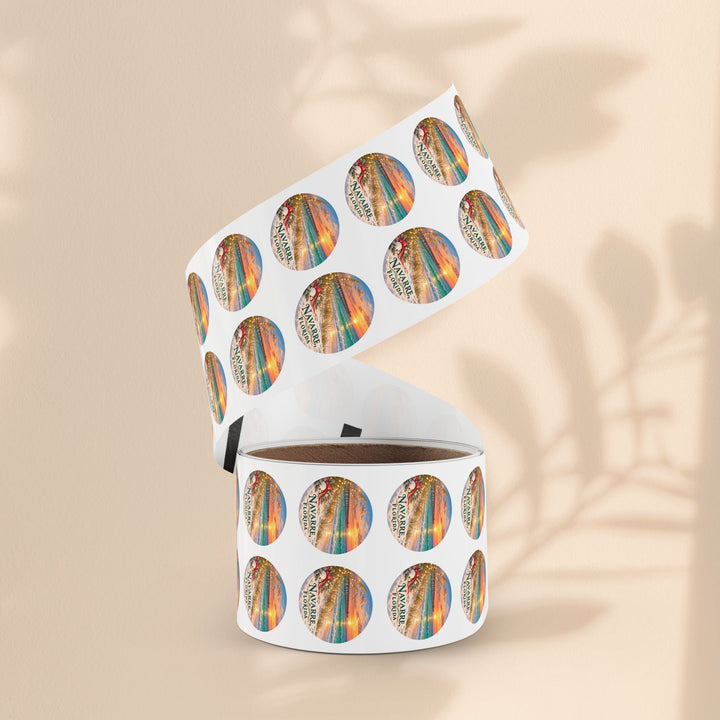 Navarre Florida Round Sticker Rolls – Waterproof Beach Sunset Labels