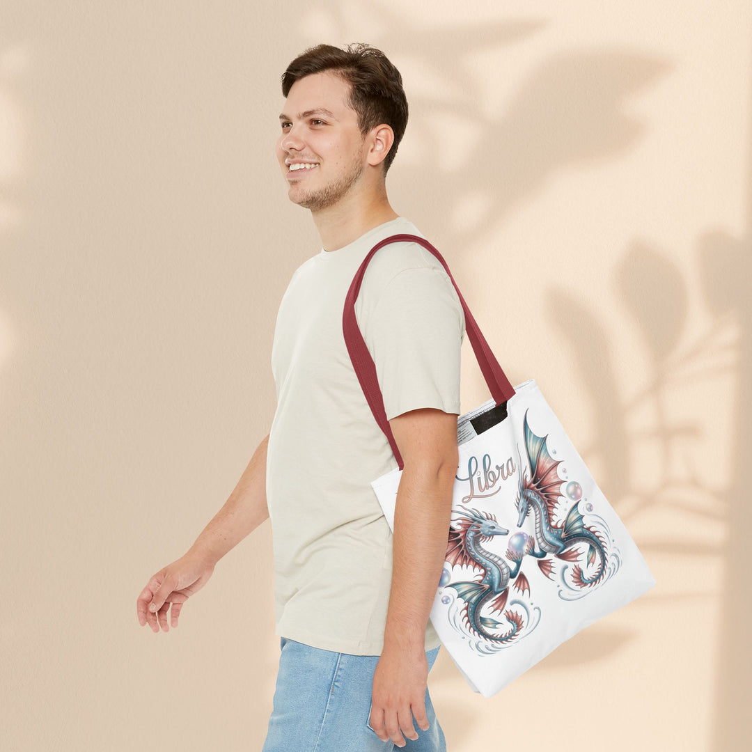 Libra Dragon Tote Bag, Zodiac Sign Tote, Astrological Gift, Fantasy Art Shopper, Unique Astrology Carryall