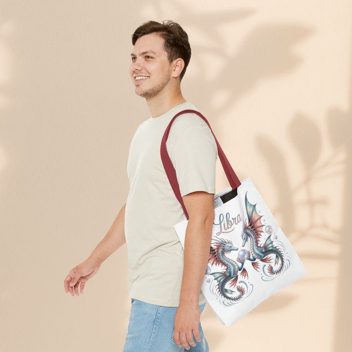 Libra Dragon Tote Bag, Zodiac Sign Tote, Astrological Gift, Fantasy Art Shopper, Unique Astrology Carryall