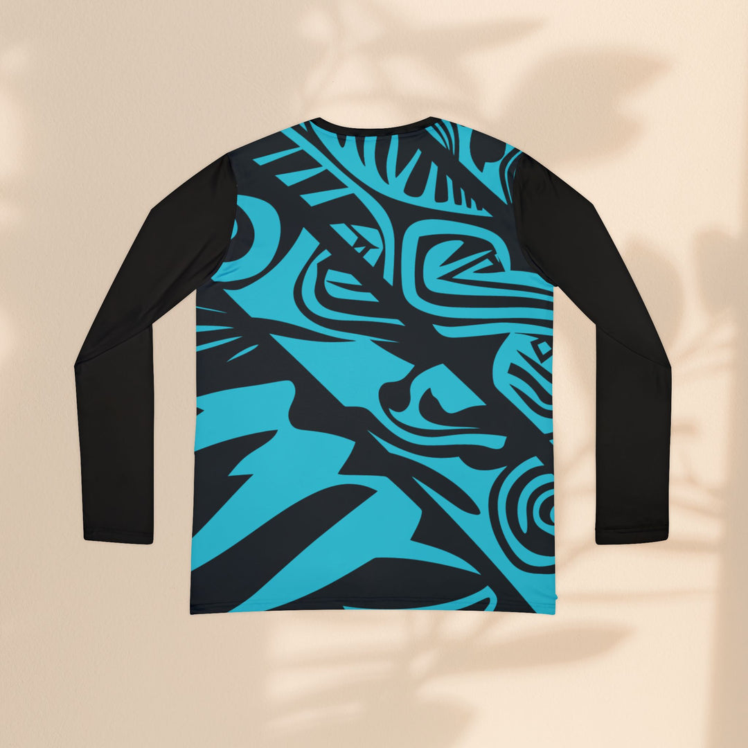 Blue Tribal Abstract V-Neck Long Sleeve Shirt