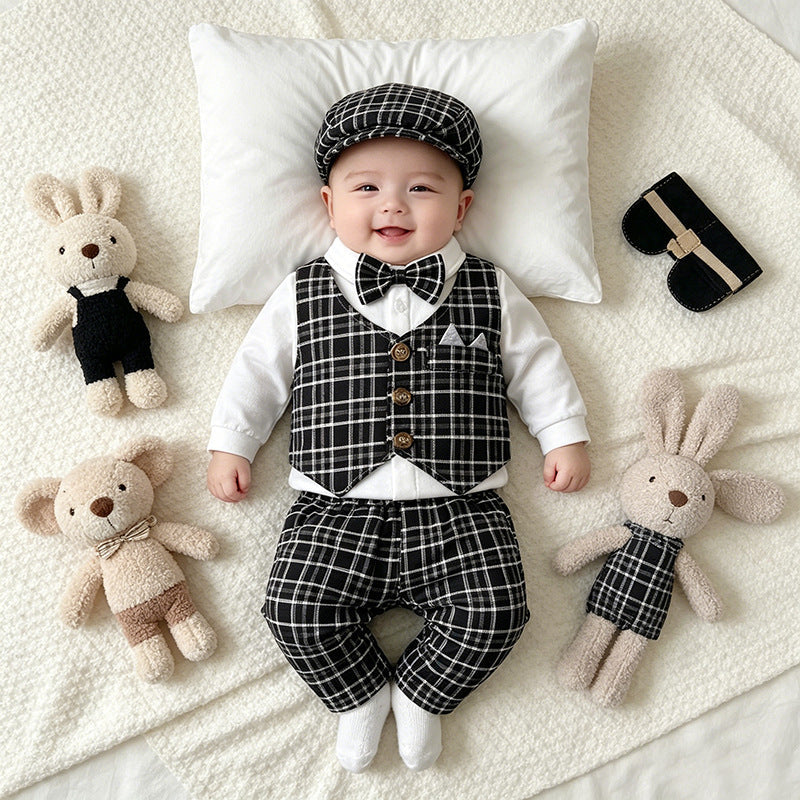 Children’s Plaid Vest and Trousers 3-Piece Formal Set