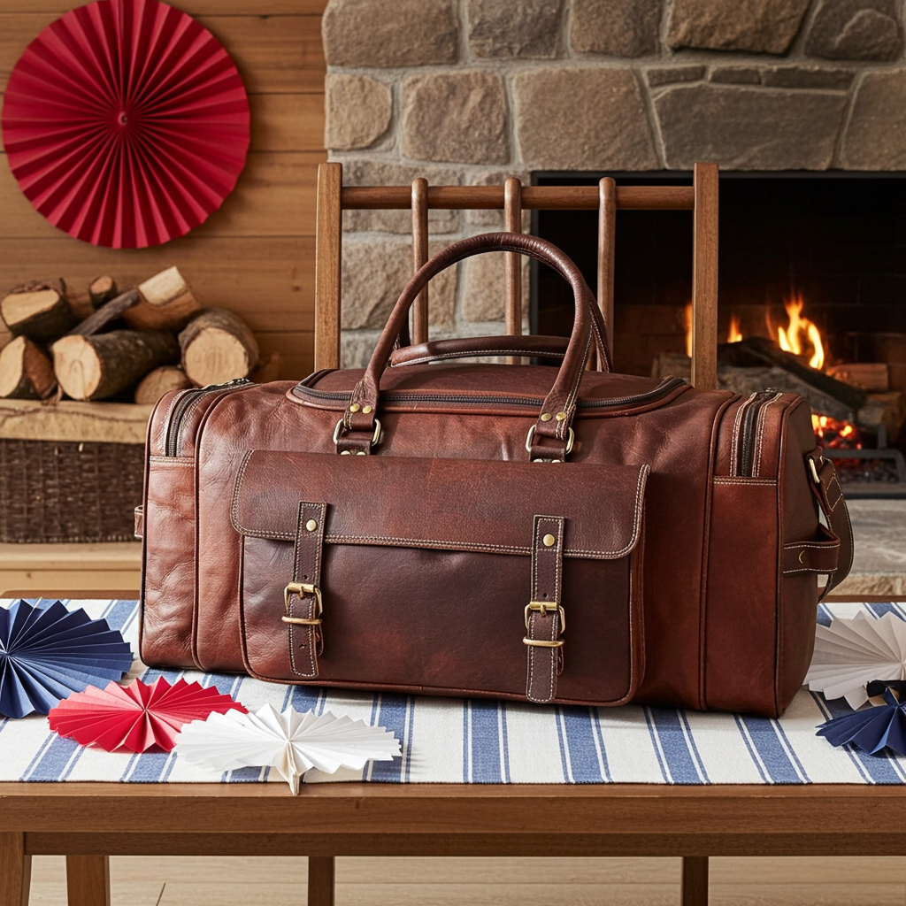 Genuine Goat Leather Traveler Weekender Duffle Bag