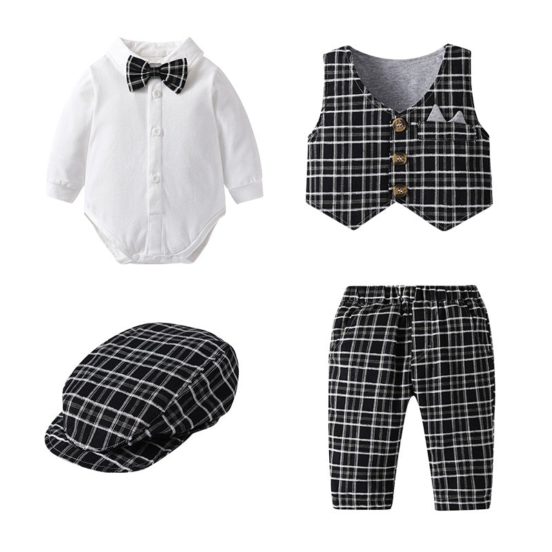 Children’s Plaid Vest and Trousers 3-Piece Formal Set