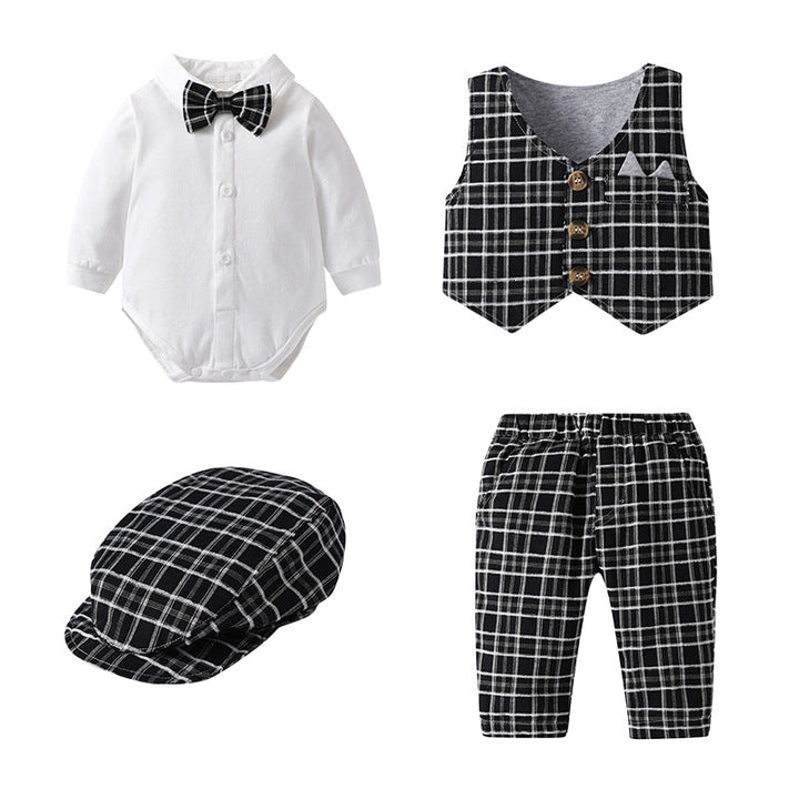 Children’s Plaid Vest and Trousers 3-Piece Formal Set