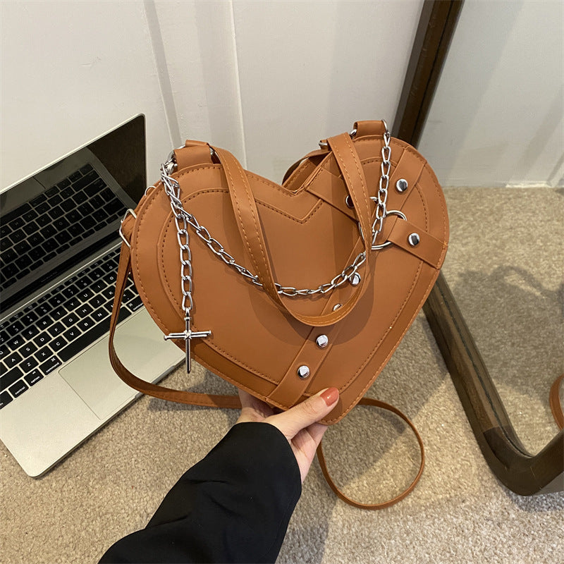 Korean-Style Heart-Shaped Crossbody Bag