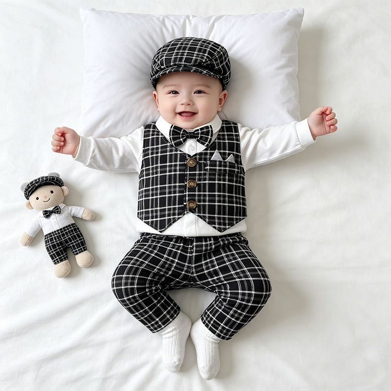 Children’s Plaid Vest and Trousers 3-Piece Formal Set