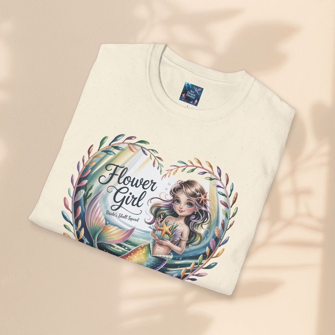 Flower Girl T-Shirt, Cute Flower Girl Apparel, Wedding Gift, Kids Birthday, Girly T-Shirt, Mermaid Design, Special Occasion
