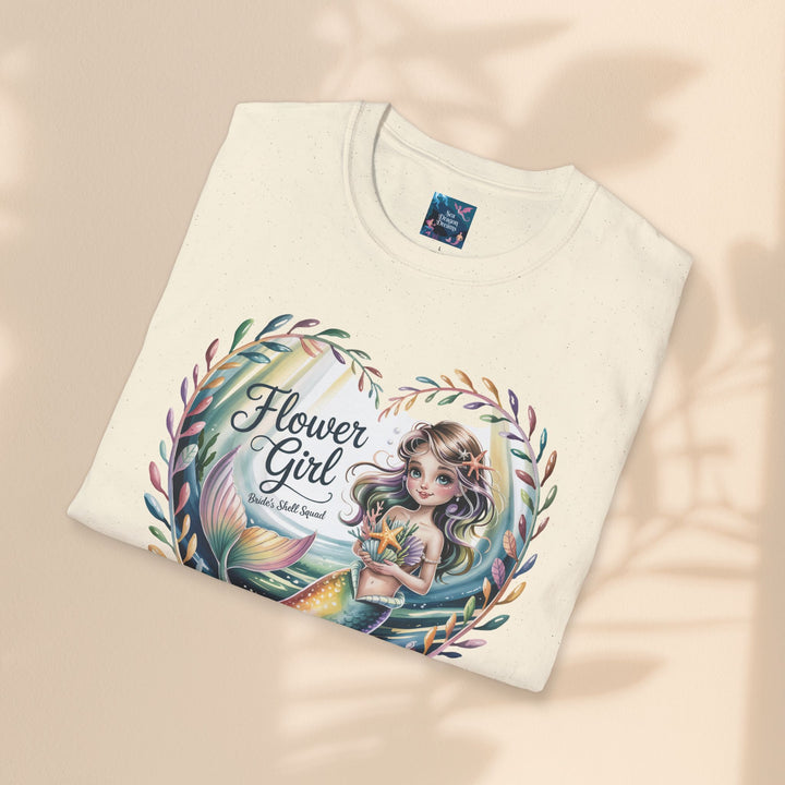 Flower Girl T-Shirt, Cute Flower Girl Apparel, Wedding Gift, Kids Birthday, Girly T-Shirt, Mermaid Design, Special Occasion