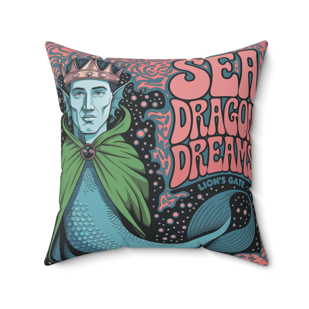 Faux Suede Square Pillow - Sea Dragon Dreams