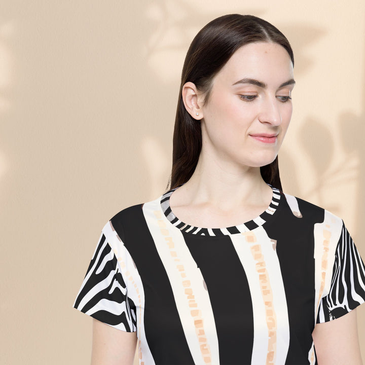 Zebra Stripe Women's Sports Jersey — Black & White Athletic Tee