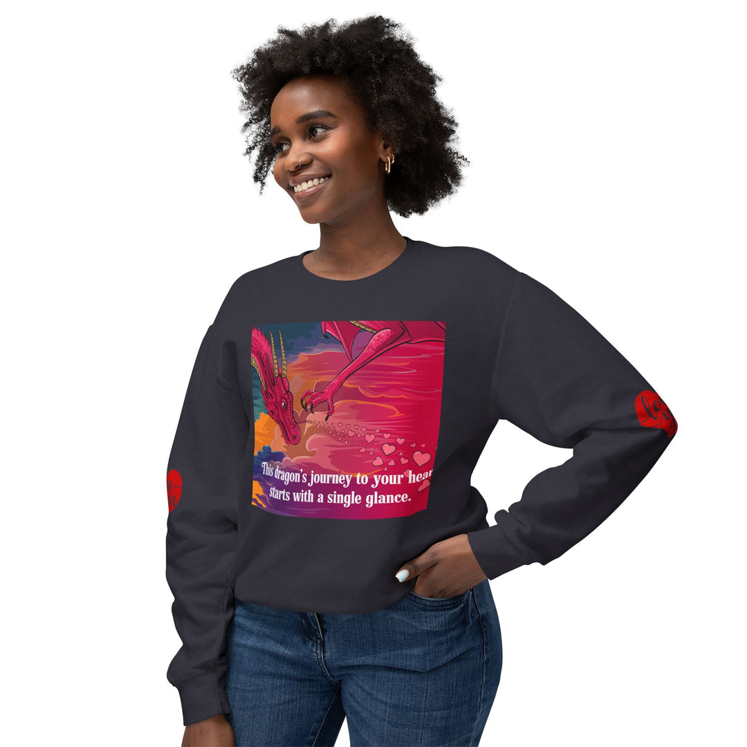 Unisex Lightweight Crewneck Sweatshirt - Journey to a Dragon's Heart