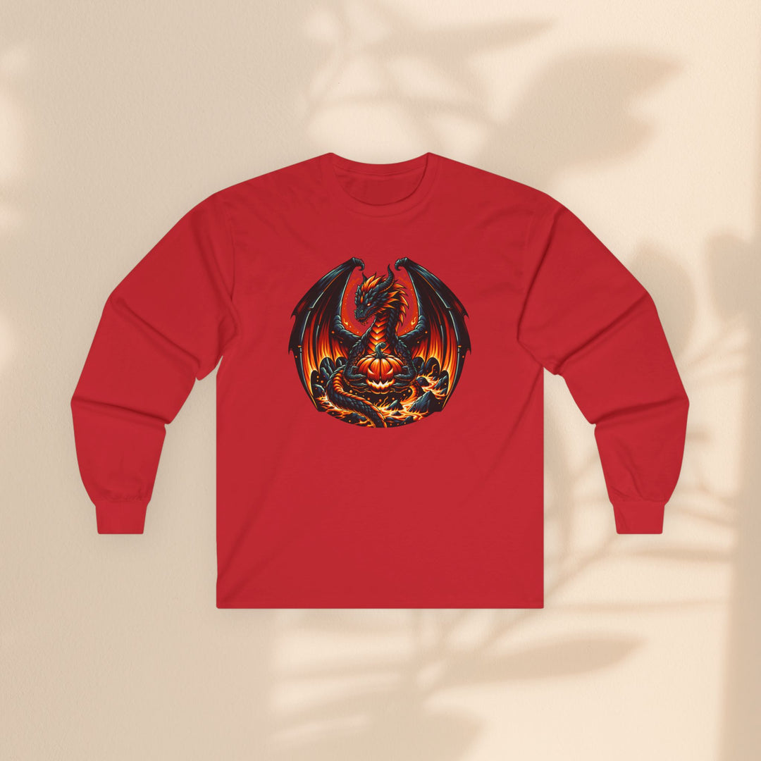 Dragon Emblem Unisex Long Sleeve Tee – Casual Fantasy Graphic Shirt for Halloween & Geek Culture