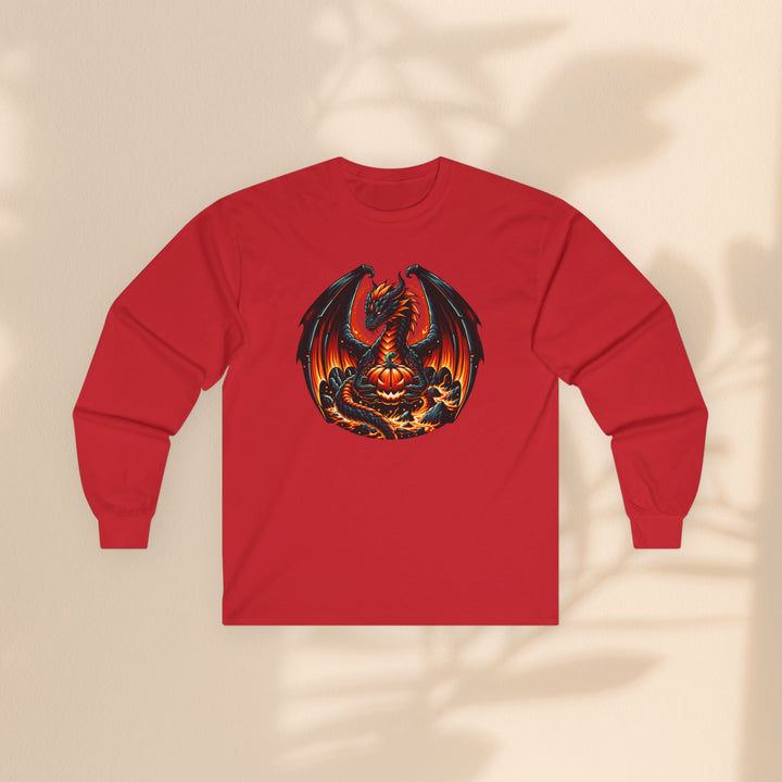 Dragon Emblem Unisex Long Sleeve Tee – Casual Fantasy Graphic Shirt for Halloween & Geek Culture