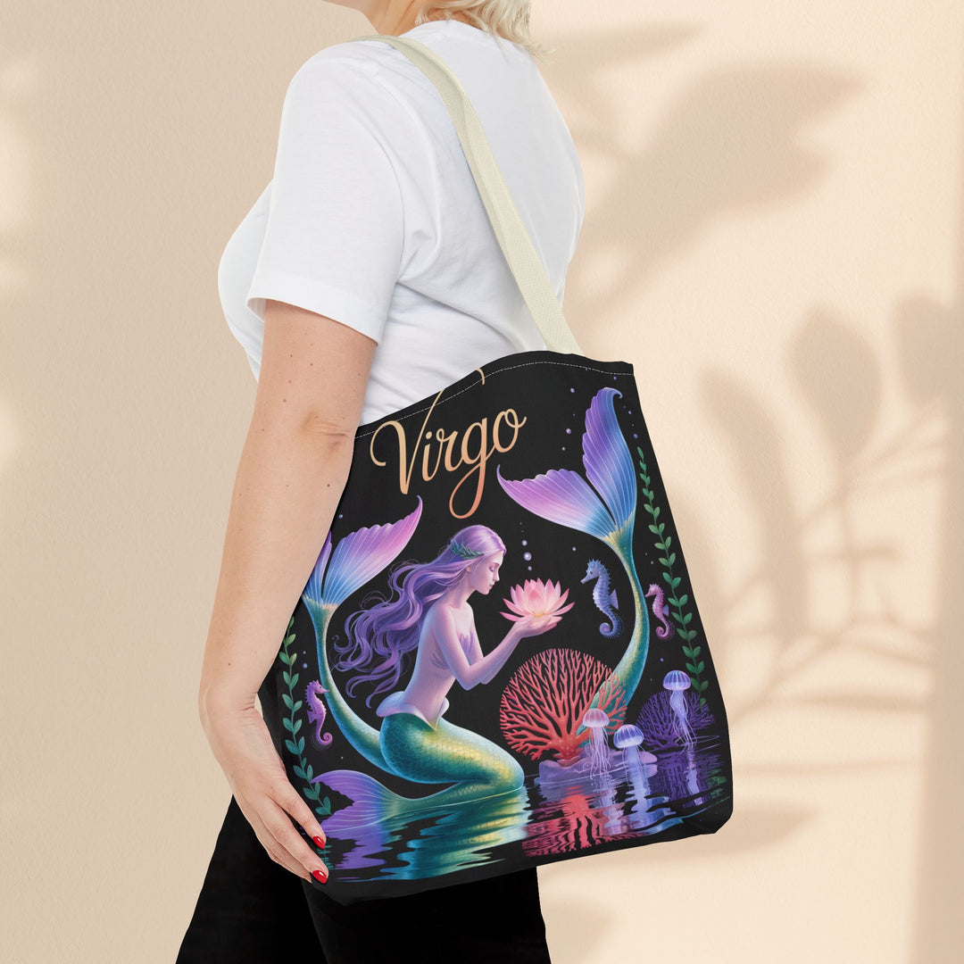 Virgo Mermaid Tote Bag, Virgo Gift, Zodiac Bag, Sea Creature Style, Ocean Lover Accessory, Birthday Present