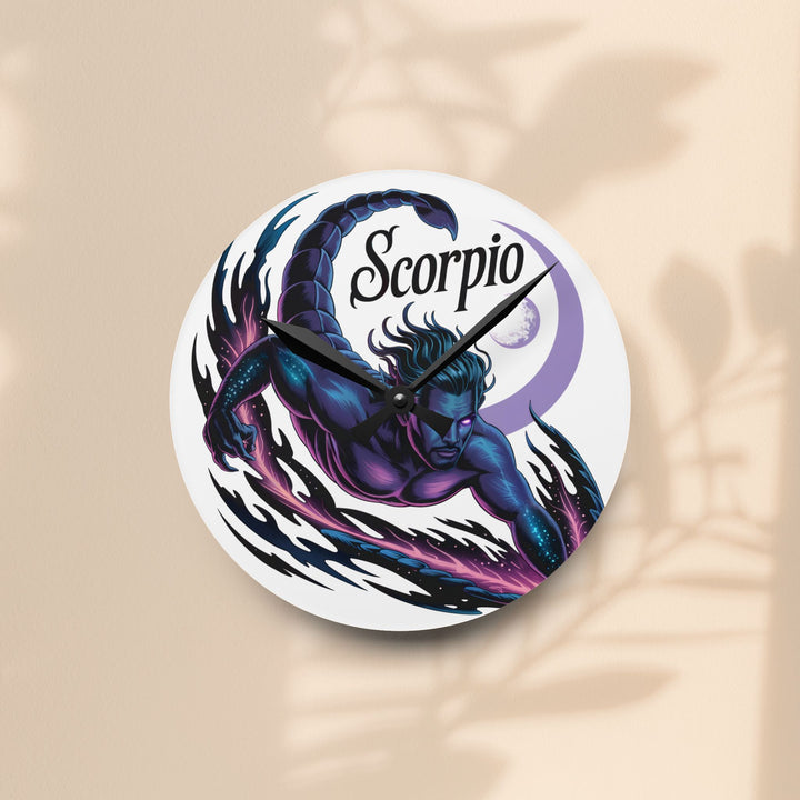 Scorpio Zodiac Acrylic Wall Clock – Mystical Scorpion Horoscope Decor