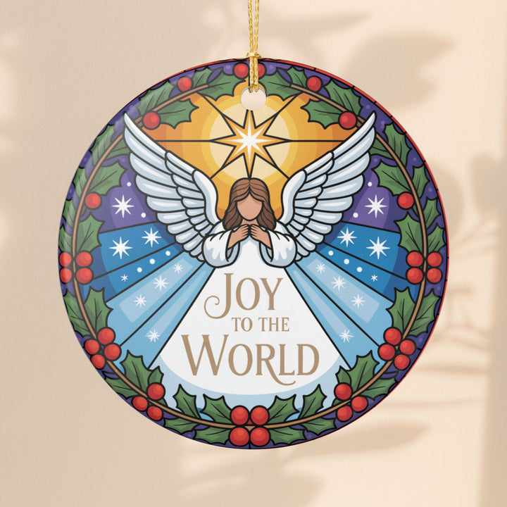 Joy To The World Ceramic Ornament – Religious Christmas Tree Decoration & Holiday Keepsake