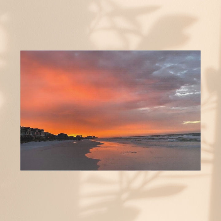 Sunset Beach Satin Stretched Canvas Wall Art