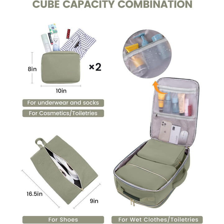 Travel Carry-On Luggage Set with 3 Organizer Pouches