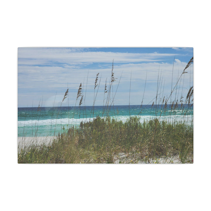 Coastal Dune Beach Canvas Print – Waves and Sea Oats Wall Art