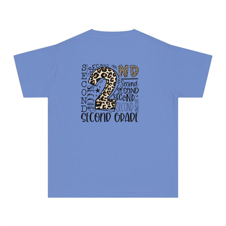 Fun Second Grade Leopard Print Youth Tee, Kids Birthday Shirt, Back to School Apparel, Birthday Gift, Animal Print T-Shirt