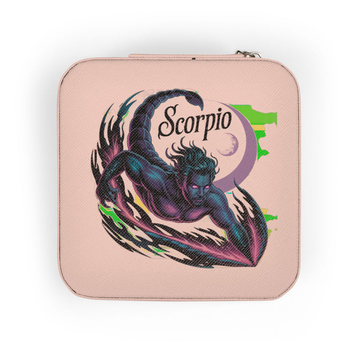 Scorpio Zodiac Jewelry Travel Case — Compact Pink Travel Jewelry Organizer