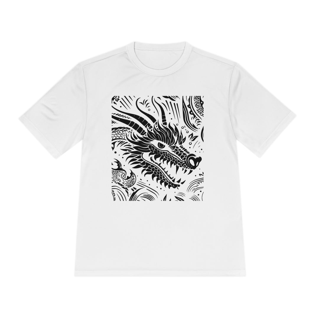 Unisex Moisture Wicking Tee - Dragon Black and White