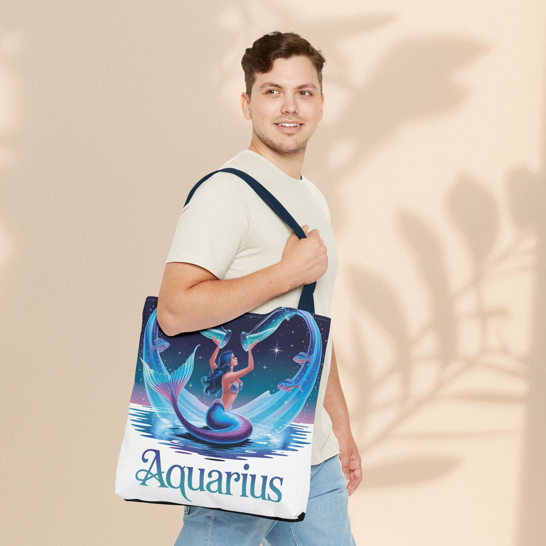 Aquarius Mermaid Tote Bag, Zodiac Gift, Astrology Tote, Women’s Bag, Beach Accessory, Stylish Carryall