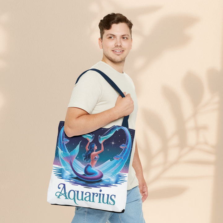 Aquarius Mermaid Tote Bag, Zodiac Gift, Astrology Tote, Women’s Bag, Beach Accessory, Stylish Carryall